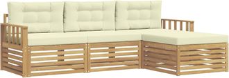 vidaXL Conjunto De Sof&aacute;s De Exterior 4 Uds. Blanco Y Crema Poli&eacute;ster Vidaxl