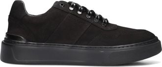 Stefano Lauran Schoenen, Heren, Zwart, 41 EU, Wol, Zwarte Leren Heren Sneakers Star 003