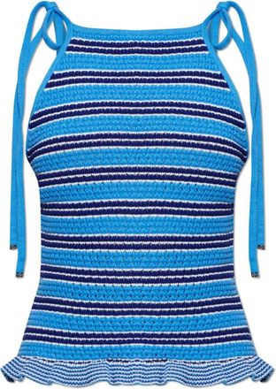 Ganni Backless Top - Dames - Tops zonder mouwen - Blauw - L - Katoen - Tops