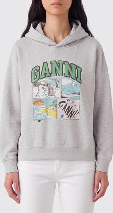 Ganni Felpa con cappuccio in cotone stampata