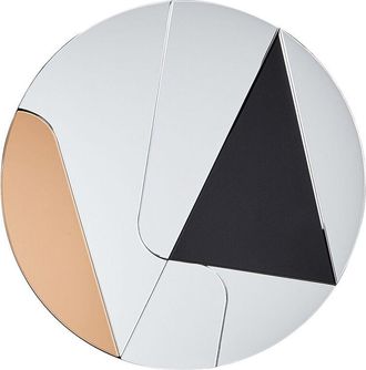 Beliani Beliani - Decorative Wall Mirror Round Frameless Abstract Coloured Glass ø 80 cm Gold and Black Trouville
