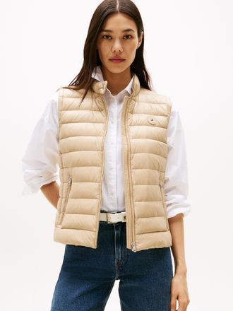Tommy Hilfiger Steppweste TOMMY HILFIGER UL DOWN REG MOCK NK VEST, Damen, Gr. XL (42), beige, Web, Obermaterial: 100% Polyamid, unifarben, regular fit normal, Westen