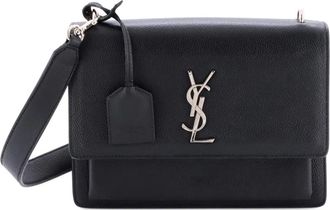 Saint Laurent Sunset Satchel Leather Medium crossbody bag - Zwart