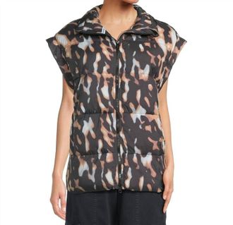 Free People Movement In A Bubble Printed Puffer Vest In Beige