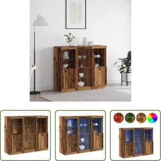 vidaXL Credenza moderna - Madia LED Legno vecchio 123 x 37 x 100 cm Legno multistrato
