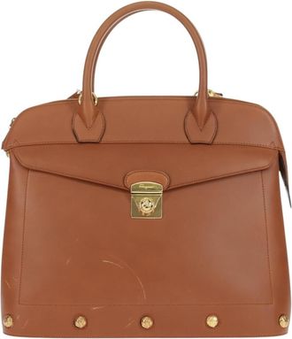 Ferragamo Vintage Handbag Leather Brown Leather Handbag (Pre-Owned)