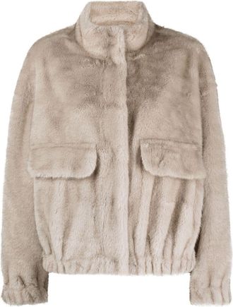 BA&SH Paros faux-fur cropped jacket - women - Polyester/Polyester - 0 - Grey