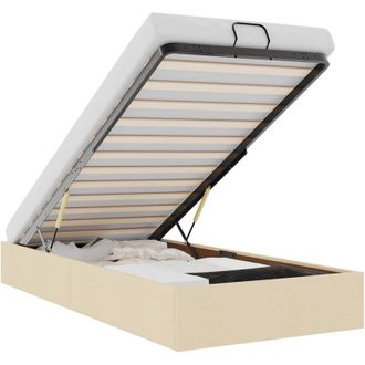 vidaXL Estructura De Cama Otomana Sin Con Colch&oacute;n Tela Crema 90x190cm Vidaxl
