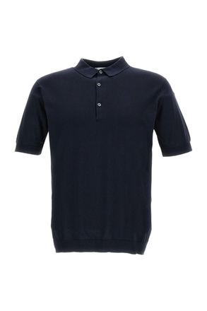 John Smedley Blue Cotton Short-Sleeve Polo Shirt