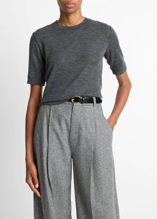 Vince Wool Shrunken T-Shirt In Medium Heather Grey