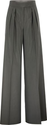 Max Mara Mxmgiallo Hose mit weitem Bein aus Wolle und Seide