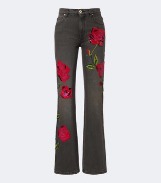 Blumarine Sequined wide-leg jeans