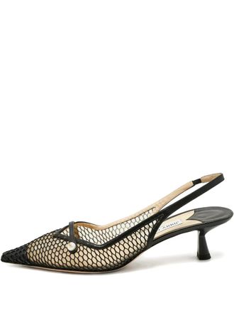 Jimmy Choo London Fetto slingback pumps - women - Calf Leather/Mesh/Calf Leather/Calf Leather - 41 - Black