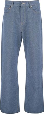 Jacquemus le De-nimes Droit Blue Five Pocket Jeans With Embroidered Logo On The Back In Denim Man