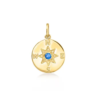 RS Pure by Ross-Simons Sapphire Compass Charm in 14kt Yellow Gold
