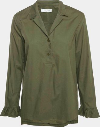 Sandro Olive Green Cotton Long Sleeve Top