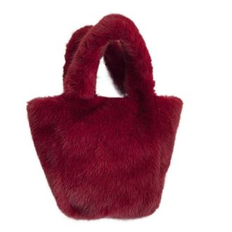 Generic Womens Plush Bags Handbag Womens Autumn Winter Sensation Pure Color Plu Handheld Bag Neutral Sle Magneti(Wine red)