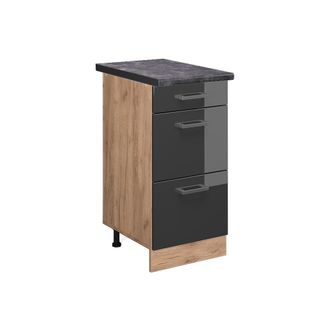 Vicco Mueble Bajo De Cocina R-line, Antracita Alto Brillo, 40 Cm Con Cajones, Et Antracita Vicco
