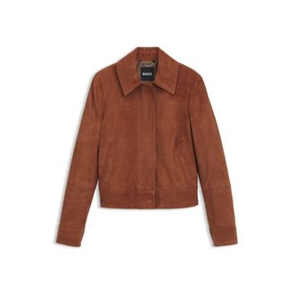 BOSS Suede jacket with covered zipper closure