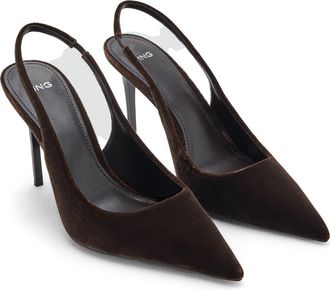 Mango Mica Pointed Toe Slingback Pump in Chocolate at Nordstrom, Size 10Us