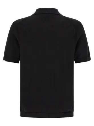 HUGO BOSS Half-Zip Cotton Knit Polo Shirt - Black