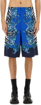 Versace Jeans Couture Blue Printed Shorts