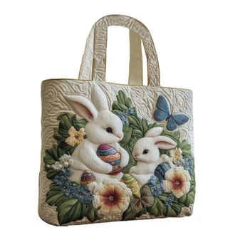 Generic Canvas Tote Bag - Cute Rabbit Design Handbag, Easter Themed Tote Bags | Grocery Shopping Carrying Bag With Durable Canvas Material For Women Girls Chi