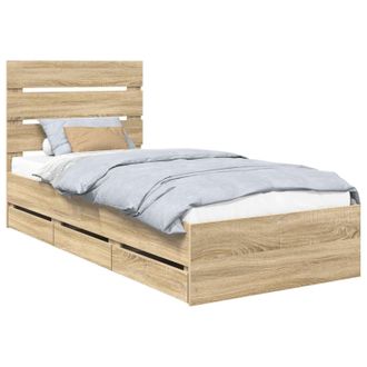 vidaXL Estructura De Cama Roble Sonoma 100 X 200 Cm Madera Ingenieril Vidaxl