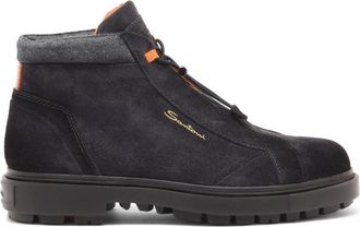 Santoni Suede Wandelschoen - Heren - Veterlaarzen - Blauw - 41 1/2 EU - Su&egrave;de - Schoenen