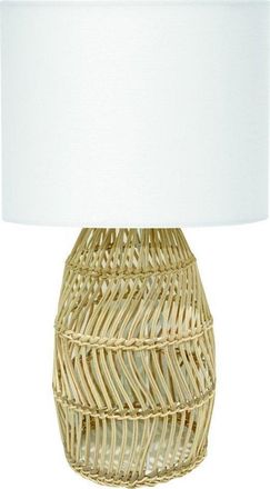 OEM Platinet Korfu L&aacute;mpara De Mesa Rat&aacute;n Blanco Elegante