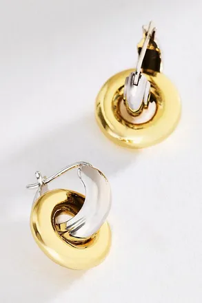 Luv AJ Two-Tone Interlock Hoop Earrings