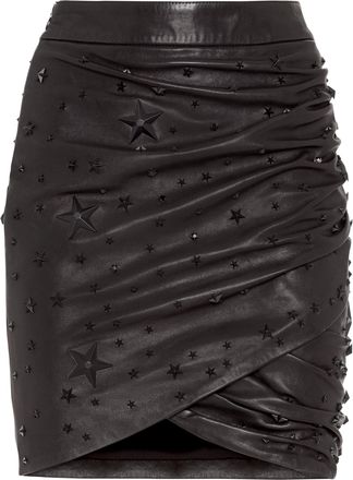 Philipp Plein Leather Skirt Short Studs