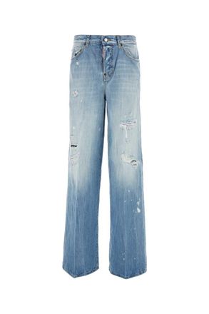 Dsquared2 Light Blue Denim Wide-leg Jeans