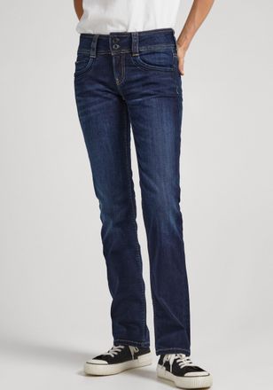 Pepe Jeans London Straight-Jeans PEPE JEANS GEN, Damen, Gr. 25, L&auml;nge 34, blau (schwarz used), Web, Obermaterial: 84% Baumwolle, 14% Polyester, 2% Elasthan, slim fit la