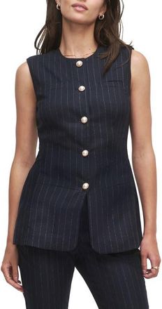 Favorite Daughter The Clocking In Pinstripe Button-Up Blouse in Navy Pinstripe at Nordstrom, Size X-Small