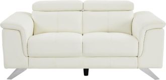 VENTE-UNIQUE.COM Sof&aacute; fijo piel 2 plazas blanco 170x108cm