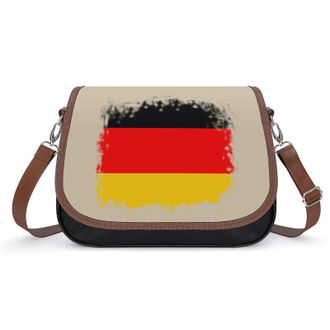 Generic Vintage German Flag Crossbody Bags for Women Fashion Leather Shoulder Handbags With Adjustable Strap