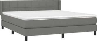 vidaXL Cama Box Spring Con Colch&oacute;n Tela Gris Oscuro 160x200 Cm Vidaxl
