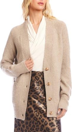 Karen Kane V-Neck Cardigan in Oatmeal at Nordstrom, Size X-Large