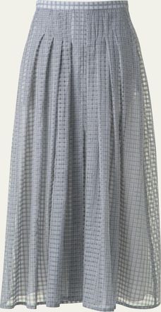 Akris Plaid Pleated Voile Skirt