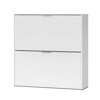 HOGAR 24 Hogar24 - Zapatero 2 Puertas Abatibles En Color Blanco Mate Dormitorio Pasillo Estilo Moderno Mueble 76x75x22 Cm