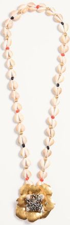 Valentino Garavani Collana Jardin Aquatique In Metallo, Tessuto, Conchiglie, Corallo E Onice Donna ANTIQUE BRASS UNI
