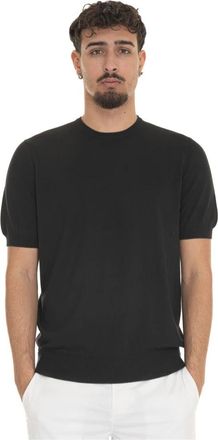 Gran Sasso Katoenen Pullover met Korte Mouwen - Heren - Ronde hals truien - Zwart - XS - Katoen - Truien & Vesten