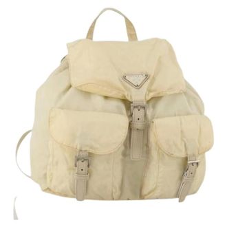 Prada Pre-owned Backpacks, female, White, Size: ONE SIZE Pre-owned Vintage Nylon Backpack