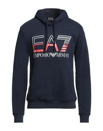 【EMPORIO ARMANI】 Men's Bulldog Embroidered Hoodie: ★ Navy Double-jersey hooded sweatshirt with French bulldog