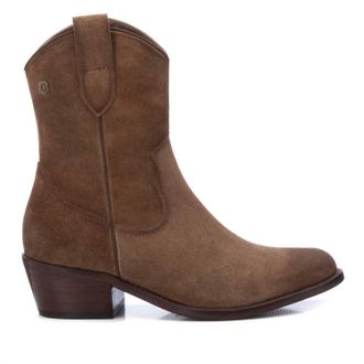 Xti Womens Italian Western Leather Booties In Taupe