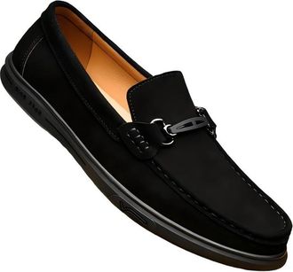 Generic Mens Suede Loafers Slip On Driving Moccasins Casual Shoes Low Top Comfortable Easy On Off Lazy Style for Men Daily Leisure Wear(Black,10.5)