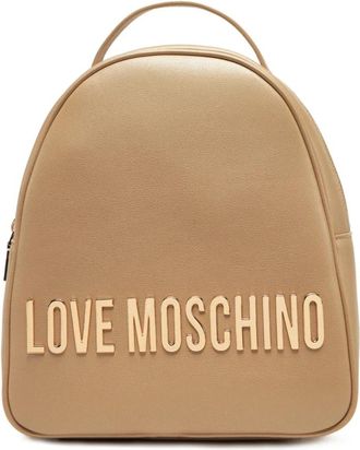 Moschino Logo Lettering Rugzak - Dames - Rugzakken - Beige - ONE Size - Polyester - Tassen