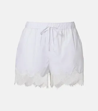 SIMKHAI Lace-trimmed cotton shorts