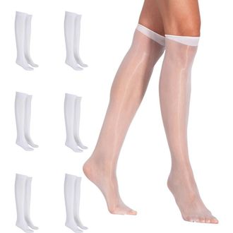 Lechery 6-Pair Pack Colored Fashion Sheer Knee High Stockings in White at Nordstrom